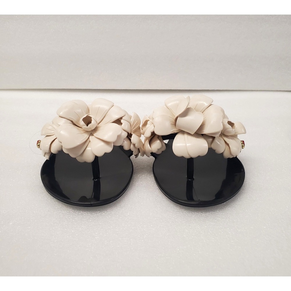 Kate Spade New York  Jaylee Flower Black Cream Slide Sandals Size 6 - Picture 8 of 12